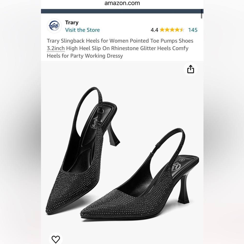 Trary Slingback Heels for Women Pointed Toe Pumps Shoes 3.2inch High Heel